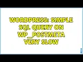 Wordpress simple sql query on wp - postmeta very slow 2 Solutions