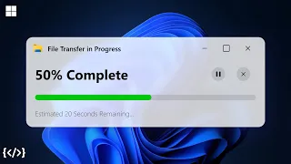 Windows File Transfer Interface using HTML CSS JS Progress Bar