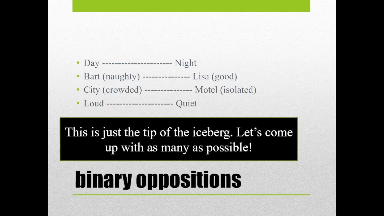 Binary oppositions