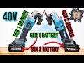 Makita 40v Grinder GA050G GAG14 with BL4040F High Output Battery VS 1st Gen Grinder and Battery