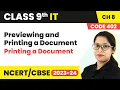 Printing a Document - Introduction ing Printing Class 9 Information Technology Chapter 8
