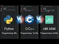 Python vs C C vs Assembly side by side comparison