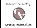 Summer Geometry Course Information