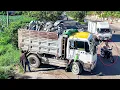NICELY! START  PROJECT LANDFILL BY Excellent Skill Driver 5T Trucks Unloading SoilRock\u0026Dozer KOMATSU