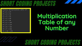 Multiplication Table of any Number Short Python Projects Coding Masters