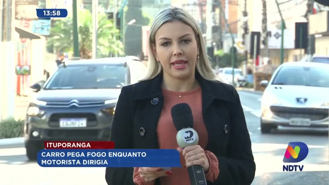 Ituporanga: carro pega fogo enquanto motorista dirigia