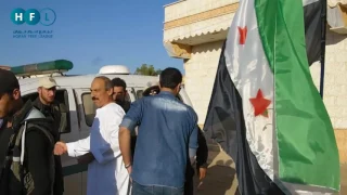 عدسة تجمع أحرار حوران ترصد خروج مظاهرة في مدينة داعل اول ايام عيد الفطر السعيد دندنها