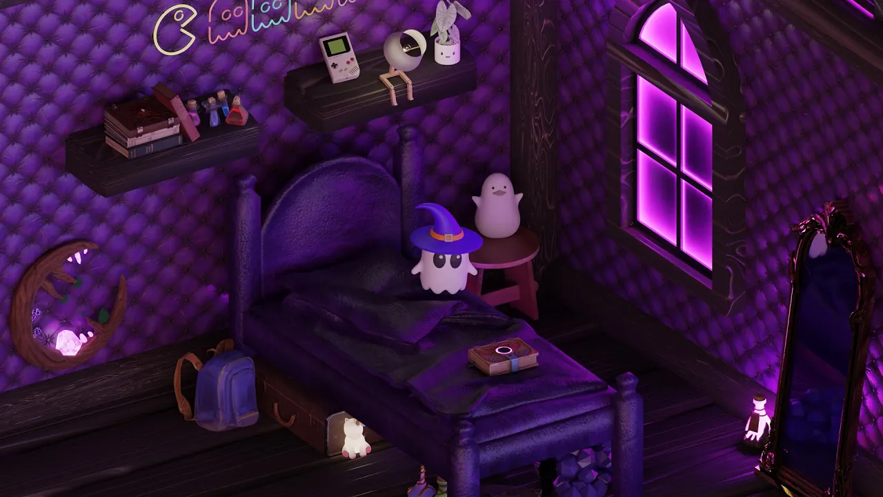 Ghostly Cabin - Isometric Room Design Blender