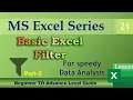 Basic Excel Filter part 2 Microsoft Excel Series More Filter option for quick data analysis