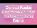 Convert Pandas DataFrame Columns to a Specific Array Format