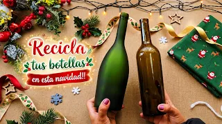 No te pierdas estás hermosas manualidades con botellas de vidrio! Christmas DIY🎄Artesanato Natalino 