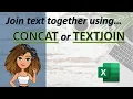 Functions to join text together CONCAT and TEXTJOIN Excel tutorial for beginners