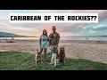 Bear lake Utah Sun outdoors blue water beach resort paddle boarding Jayco Class C RV 4 dogs