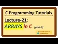 C-Programming Tutorials Lecture-21 - Arrays in C Part-2