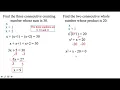 Word Problems Involving Consecutive Numbers