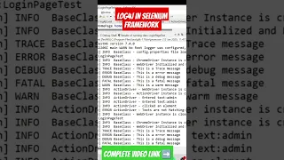 Implementation of log4j in the framework log4j xml