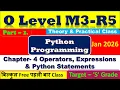 O Level Python Programming M3-R5 Chapter 4 Operators Expressions Python Statements - Jan 2026