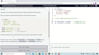 Lesson 83 - accessing object properties with bracket notation