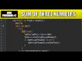 Java Program - Sum of three numbers JAVA Code Bytes