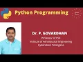 Lecture 30 Python Programming Tuple Dr P Govardhan