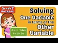 SOLVING 1 VARIABLE IN TERMS OF THE OTHER 4th FOURTH QUARTER GRADE 7 MATATAG TAGALOG MATH TUTORIAL