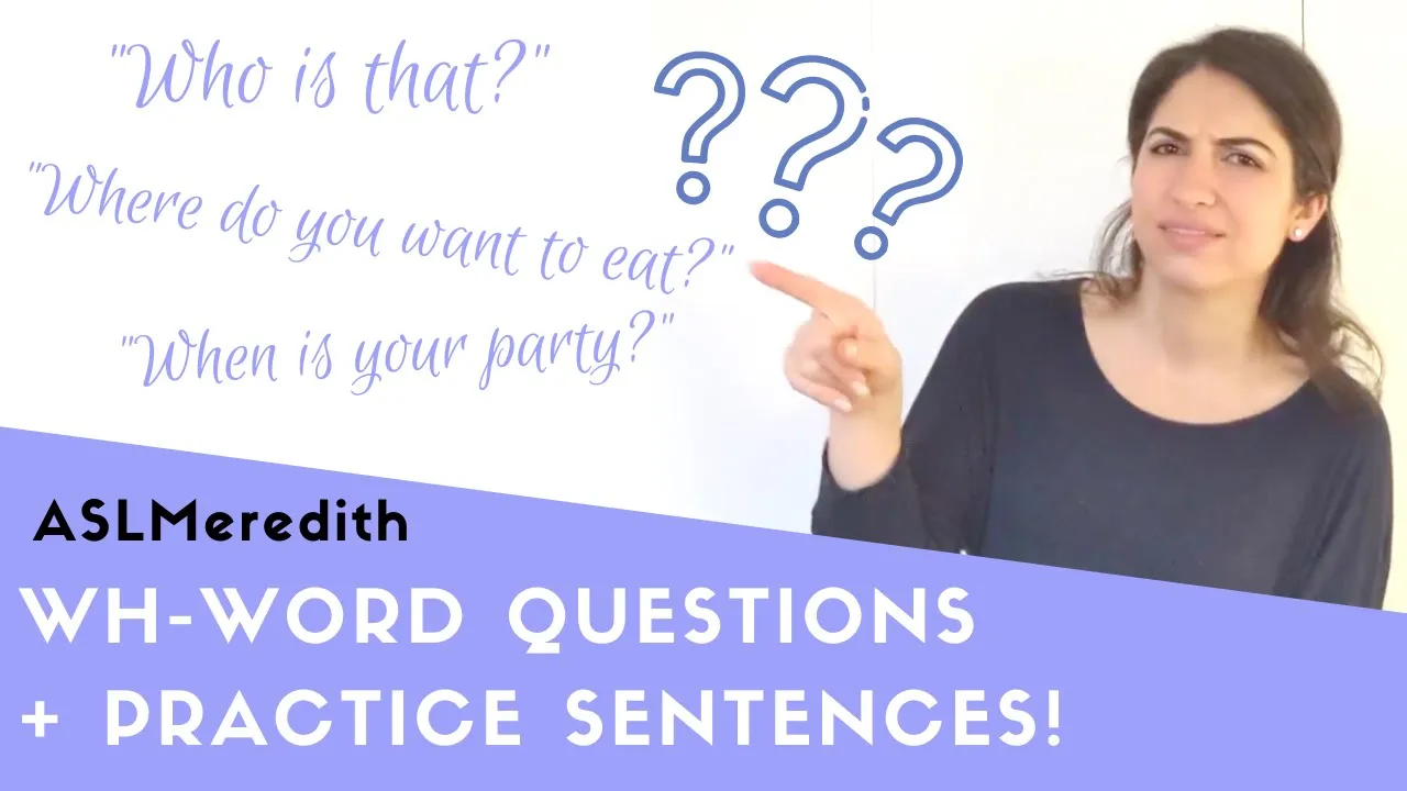 WH-question signs and sentences with WHO, WHAT, WHEN, WHERE, WHY, and HOW in American Sign Language