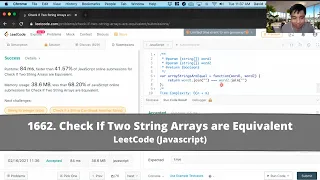 How to Solve 1662 Check If Two String Arrays are Equivalent on LeetCode - Javascript