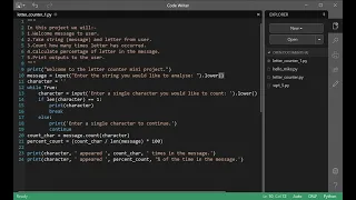 Code a character counter in Python using Code Writer and Python 3 11 IDE