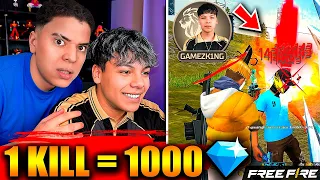 ¡LE DAMOS 1000 DIAMANTES POR KILL A GAMEZKING! ( EL MEJOR JUGADOR DEL MUNDO) * ME DEJO POBRE * 😭💎