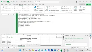 Create a beta distribution and test it using Python in Excel