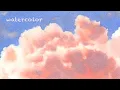 Soft sunset cloud Watercolor painting process