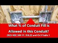 What of Conduit Fill is Allowed for this Conduit 2023 NEC 300 17 358 22 and Chapter 9 Table 1