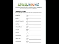 Worksheet on proper and common nouns