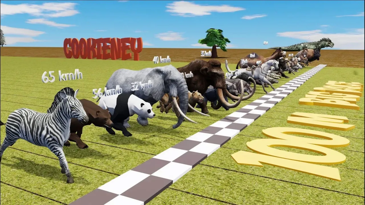 Outline Video Big Race 30 Wild Animals, which is the fastest animal? | CookieNey