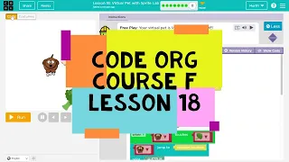 Code org Course F Lesson 18 Virtual Pet with Sprite Lab - Code Org 2020