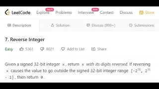 Leetcode 7 Reverse Integer in Python 3