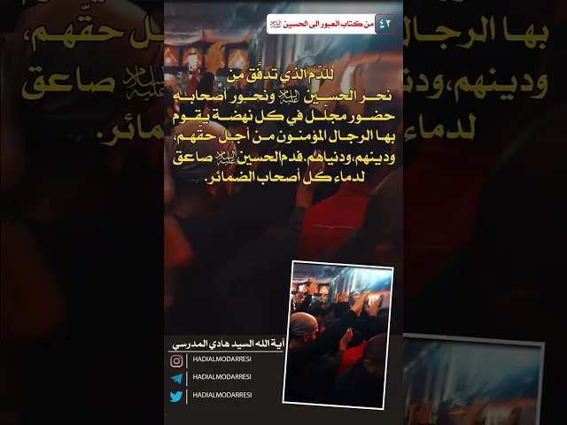 ⁣العبور الى الحسين عليه السلام (41) دماء الحسين واصحابه..  #السيد_هادي_المدرسي #كربلاء_المقدسة