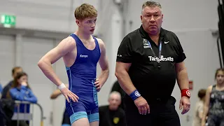 U15 Raul Mammadzadeh (AZE) vs Dominik Gasser (GER) 62kg. Greco-roman boys youth wrestling tournament