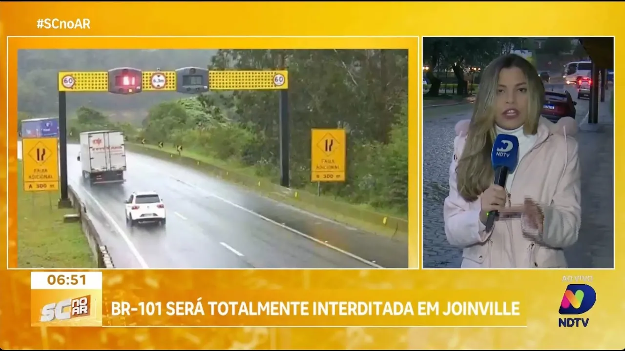 BR-101 será totalmente interditada em Joinville