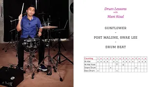 Drum Lesson - How to play Sunflower by Post Malone