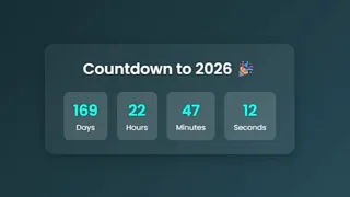 Countdown Timer Using HTML CSS JavaScript Live Time Display with Animation