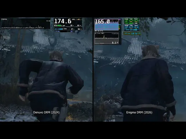 Resident Evil 4 Gold Edition DENUVO (2024) vs ENIGMA (2026) RE4 DRM FPS Comparison (Denuvo Removed)