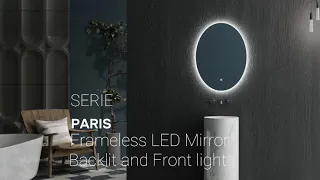 Led Mirror Factory Directly Oval Shape Paris Frameless Smart Mirror with Backlit and Anti-fog