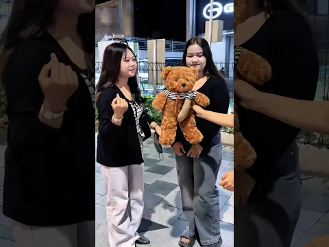 Prank Entrusting a Cute Teddy Bear Doll to a Beautiful Girl Makes Her Laugh
