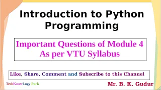 VTU Important Questions of Introduction to Python Programming - Module 4