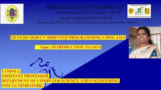 Case Study Based Learning Introduction to JAVA OOPS Using JAVA SNS Institutions