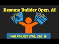 Web Project Resume Builder Open Ai using html css javascript with source code