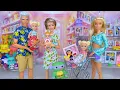 Barbie Doll Family Toy Shopping with Grandma Grandpa