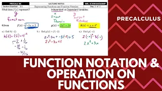 Function Notation Operations on Functions