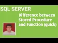 Difference between Stored Procedure and Function quick